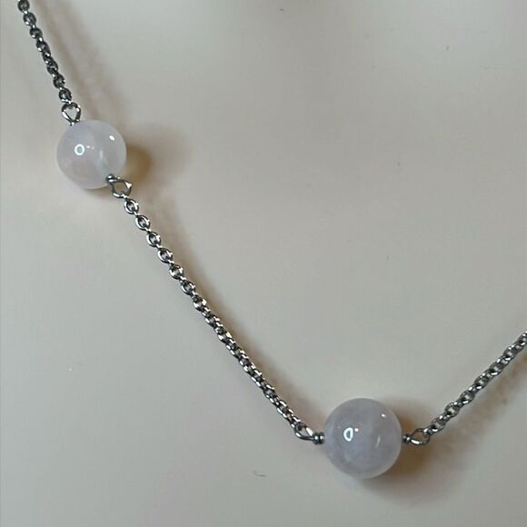 Galilea Rose Quartz Station Necklace 20 Inches
in Rhodium Over Sterling Silver - Picture 2 of 12